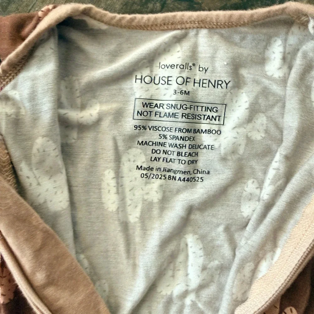 House of Henry Baby Bamboo Cactus Loveralls Jammy Sleeper, Clay Brown, 3-6 mo